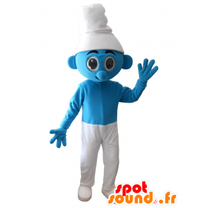 Blauw en wit Smurf Mascot - MASFR20239 - Mascottes Les Schtroumpf