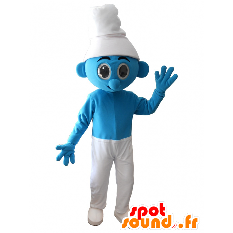 Blaue und weiße Smurf Maskottchen - MASFR20239 - Maskottchen der Schlumpf