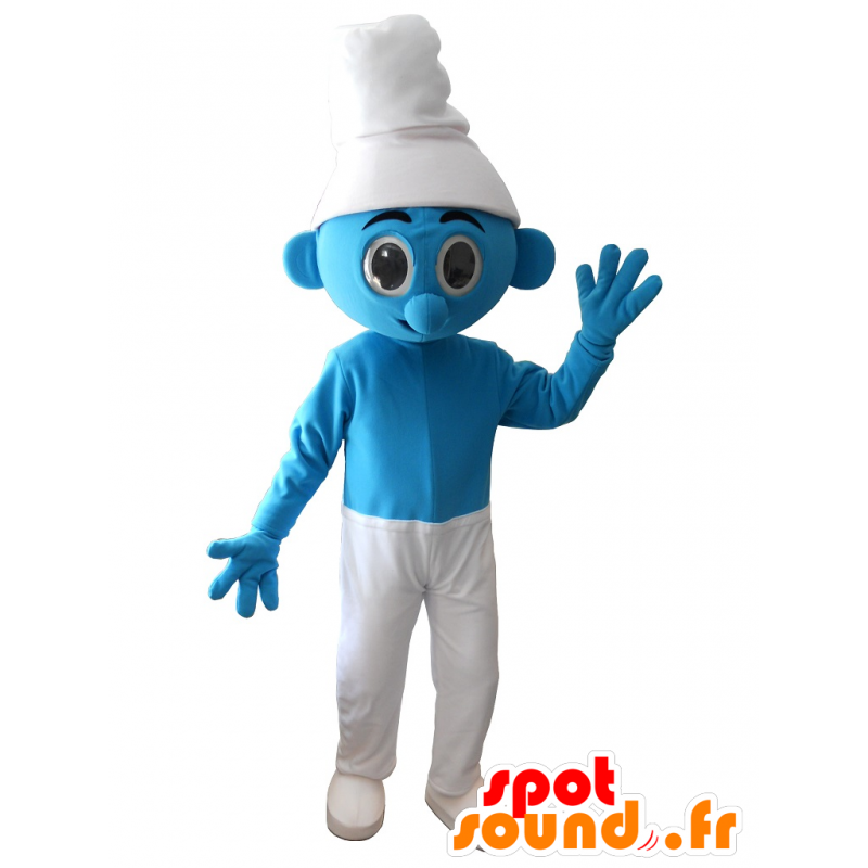 Blauw en wit Smurf Mascot - MASFR20239 - Mascottes Les Schtroumpf