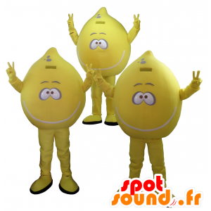 Sett med 3 sitroner maskoter - MASFR20250 - frukt Mascot