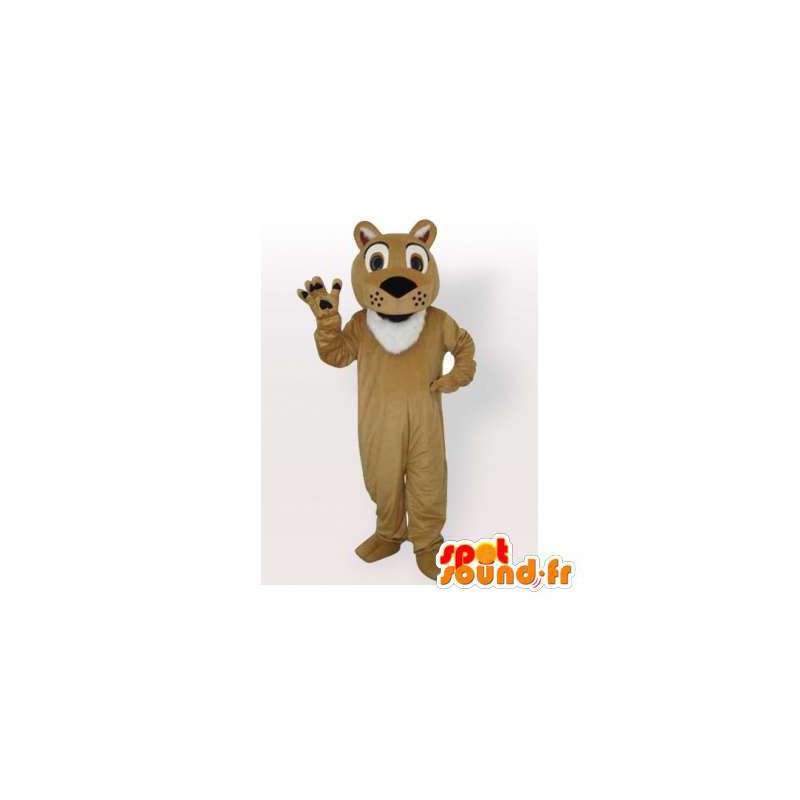 Mascotte de tigre beige et blanc. Costume de tigre - MASFR006405 - Mascottes Tigre