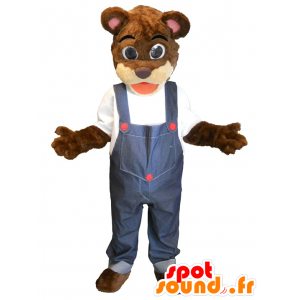 Maskot brunbjørn i kjeledress - MASFR20261 - bjørn Mascot