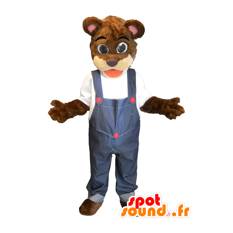 Maskot brunbjørn i kjeledress - MASFR20261 - bjørn Mascot Maskot brunbjørn i kjeledress - MASFR20261 - bjørn Mascot