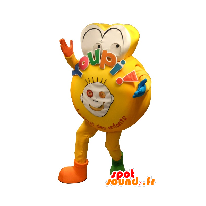 Stor gul maskot för ett barn - Spotsound maskot Stor gul maskot för ett barn - Spotsound maskot