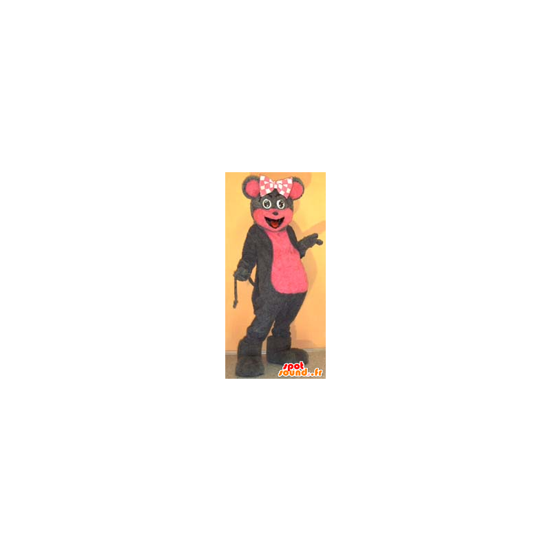 Grå och rosa musmaskot - Spotsound maskot Grå och rosa musmaskot - Spotsound maskot