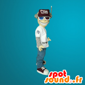 Maskotmand med hjelm og 3D-briller - Spotsound maskot kostume