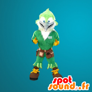 Grön fågelmaskot, hackspettgrön snickare - Spotsound maskot