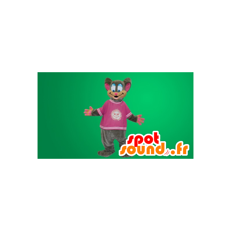Disguise gray mouse and pink - MASFR20274 - Mouse mascot Disguise gray mouse and pink - MASFR20274 - Mouse mascot