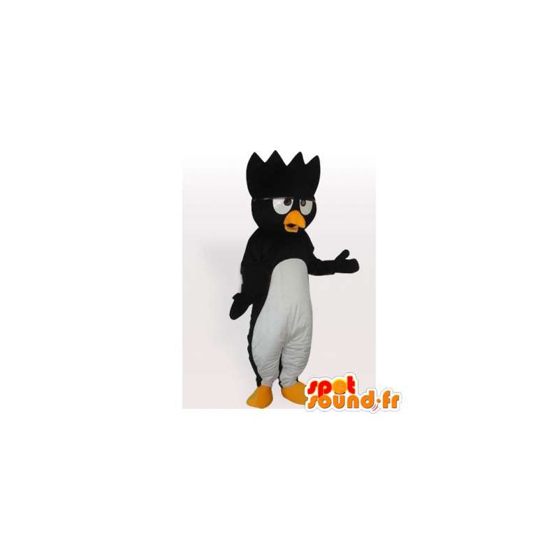 Svart pingvin maskot med en kam på hodet - MASFR006406 - Penguin Mascot
