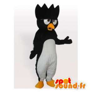 Svart pingvin maskot med en kam på hodet - MASFR006406 - Penguin Mascot