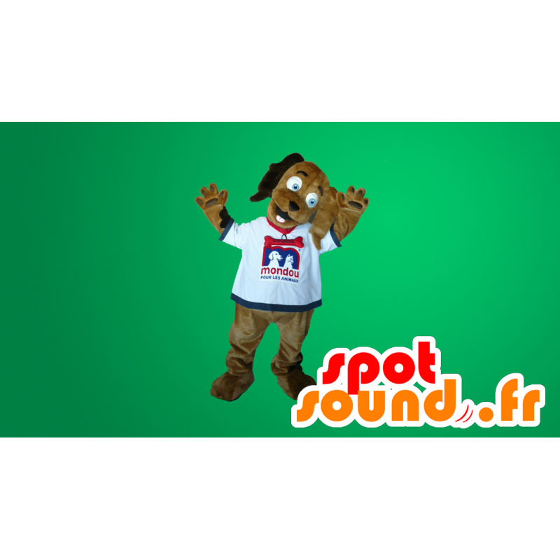 Mascotte cane marrone in camicia bianca - MASFR20277 - Mascotte cane Mascotte cane marrone in camicia bianca - MASFR20277 - Mascotte cane