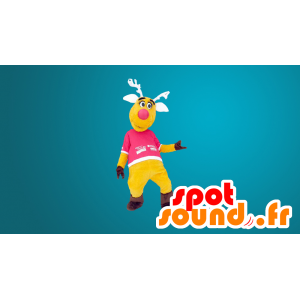Reindeer mascot, yellow and pink - MASFR20278 - Animals of the forest