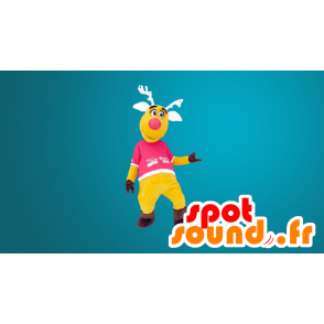 Reindeer mascot, yellow and pink - MASFR20278 - Animals of the forest