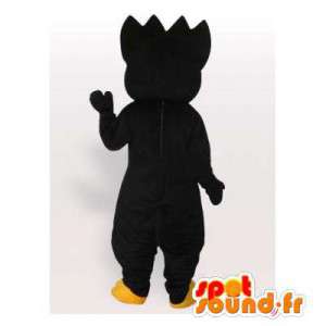 Mascote pinguim preto com uma crista na cabeça - MASFR006406 - pinguim mascote