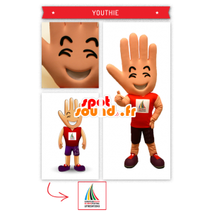 Stor jättehandmaskot att stödja - Spotsound maskot