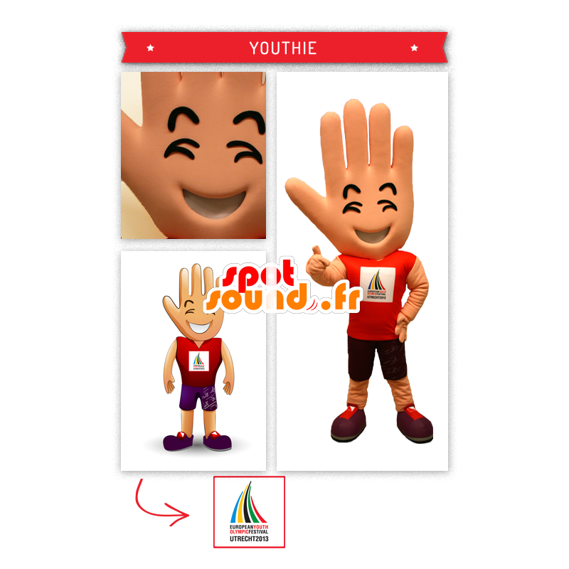 Stor jättehandmaskot att stödja - Spotsound maskot Stor jättehandmaskot att stödja - Spotsound maskot