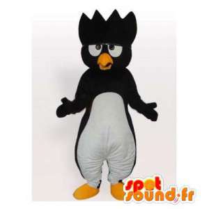 Mascote pinguim preto com uma crista na cabeça - MASFR006406 - pinguim mascote