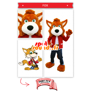 Mascota zorro naranja, vestido con pantalones vaqueros - MASFR20297 - Mascotas Fox