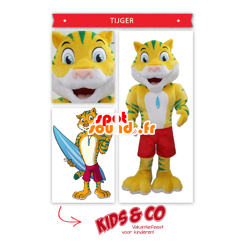 Zielony i żółty tygrys maskotka ze spodenkami - MASFR20299 - Maskotki Tiger Zielony i żółty tygrys maskotka ze spodenkami - MASFR20299 - Maskotki Tiger