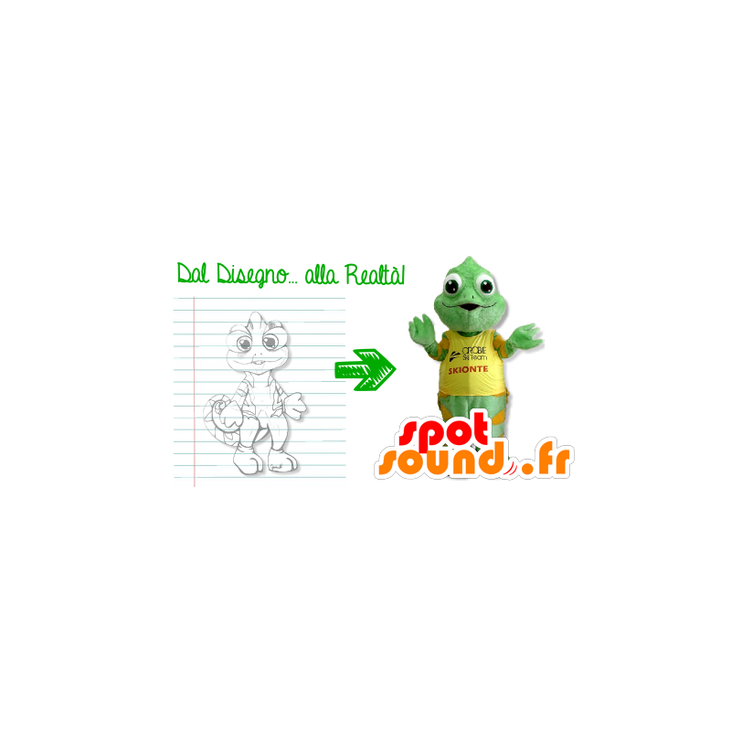 Mascot green and yellow chameleon - MASFR20304 - Animals of the forest Mascot green and yellow chameleon - MASFR20304 - Animals of the forest