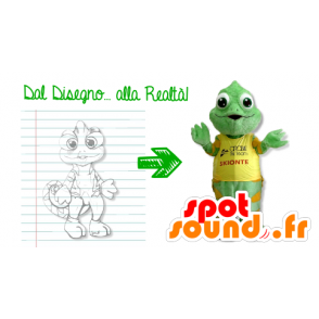 Mascot green and yellow chameleon - MASFR20304 - Animals of the forest