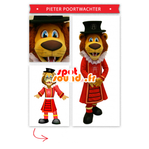Lejonmaskot klädd som en kung - Spotsound maskot