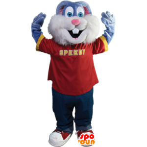 Blå kaninmaskot, söt - Spotsound maskot