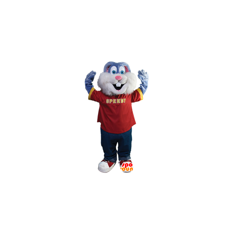 Modrý králík maskot, šikovný - MASFR20311 - maskot králíci Modrý králík maskot, šikovný - MASFR20311 - maskot králíci