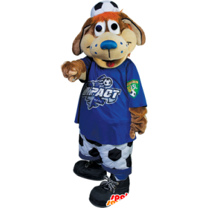 Brown Hund Maskottchen, Bär Fußball - MASFR20312 - Hund-Maskottchen
