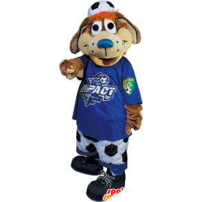Bruine hond mascotte van het voetbal fan - MASFR20312 - Dog Mascottes