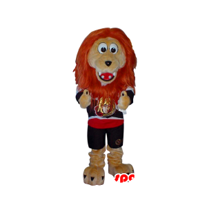 Mascotte van de Leeuw beige met een oranje manen - MASFR20313 - Lion Mascottes