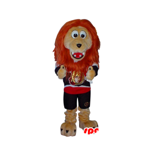 Mascotte van de Leeuw beige met een oranje manen - MASFR20313 - Lion Mascottes