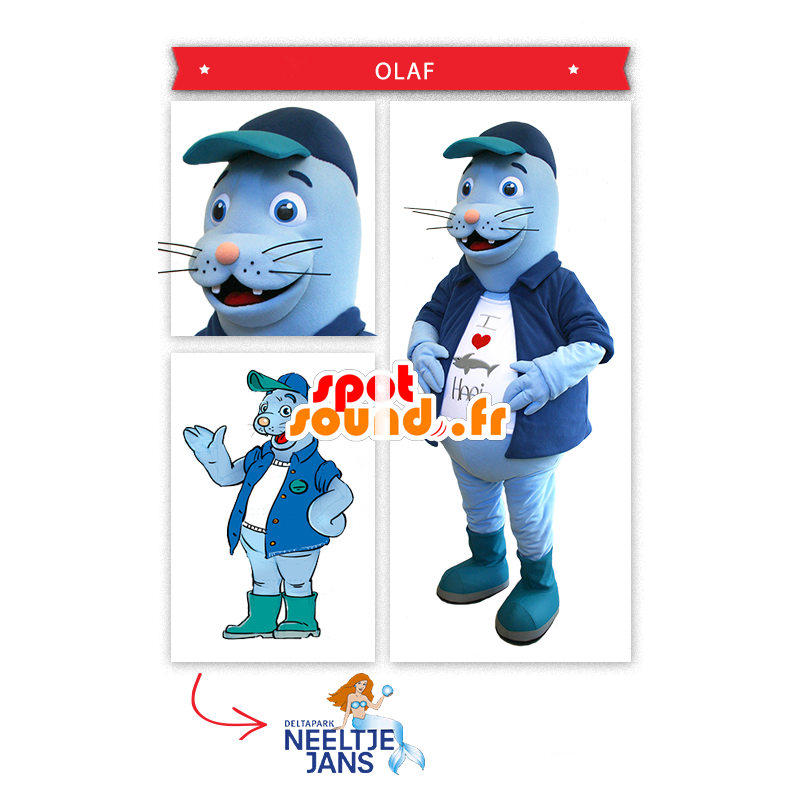 Blå søløve maskot - Spotsound maskot kostume Blå søløve maskot - Spotsound maskot kostume