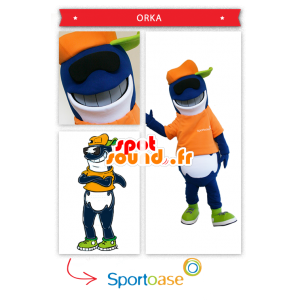 Maskot modrý a bílý žralok, orca - MASFR20320 - maskoti žralok