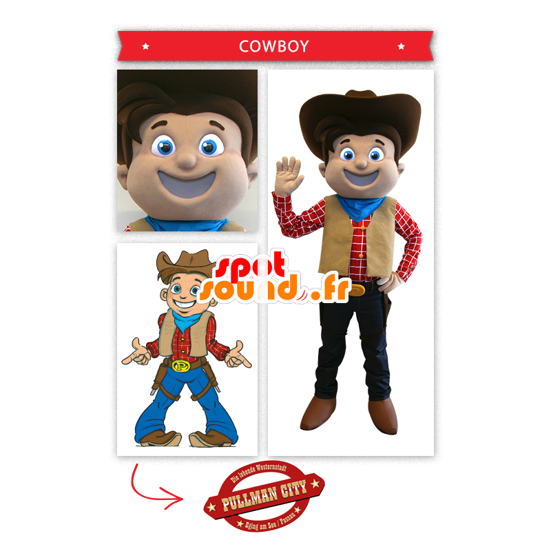 Cowboy mascot smiling - MASFR20323 - Human mascots Cowboy mascot smiling - MASFR20323 - Human mascots