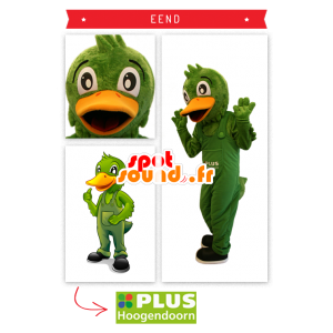 Mascotte de canard vert en salopette - MASFR20327 - Mascotte de canards