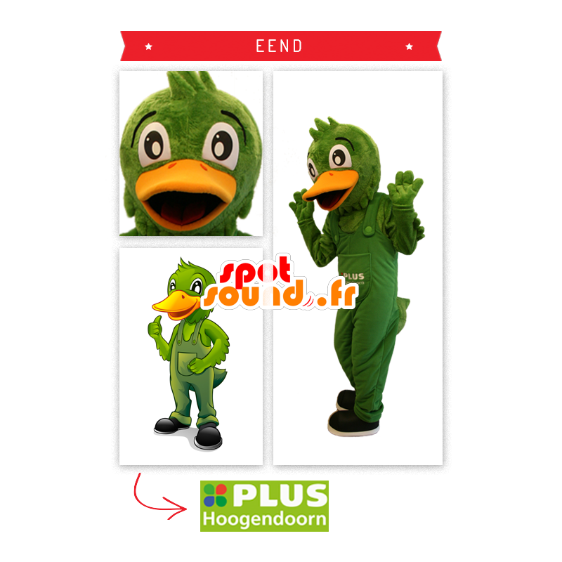 Mascotte de canard vert en salopette - MASFR20327 - Mascotte de canards Mascotte de canard vert en salopette - MASFR20327 - Mascotte de canards