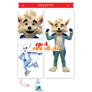 Mascotte de renard beige, en tenue de patineur - MASFR20333 - Mascottes Renard