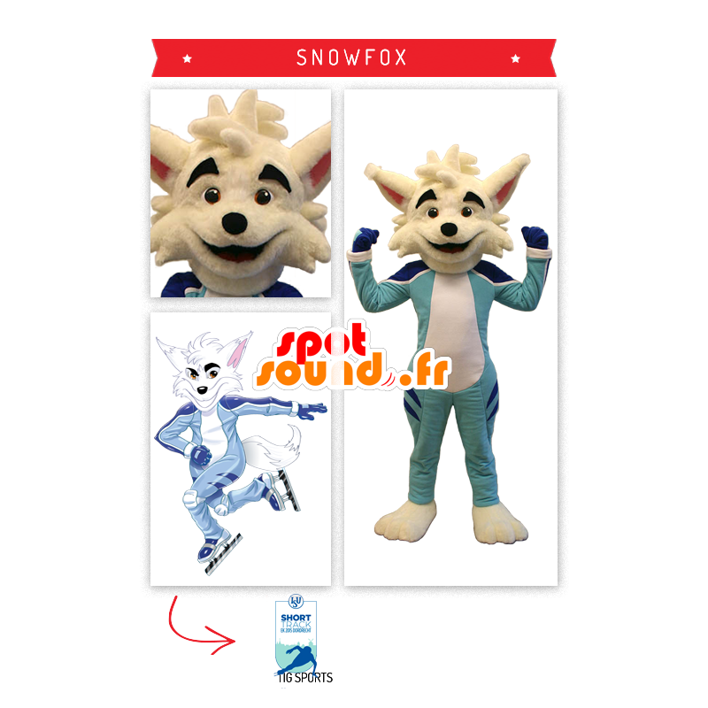 Beige rævmaskot i skaterudstyr - Spotsound maskot kostume Beige rævmaskot i skaterudstyr - Spotsound maskot kostume
