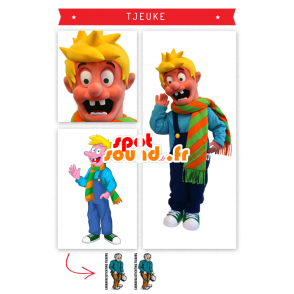 Mascotte de garçon blond, de Tjeuke, personnage célèbre en Hollande - MASFR20334 - Mascottes Enfant