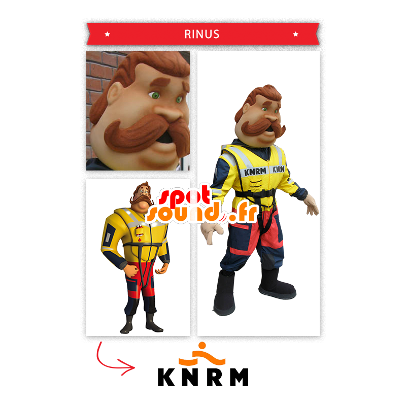 Feuerwehrmann-Maskottchen, Küstenrettungs - MASFR20335 - Menschliche Maskottchen Feuerwehrmann-Maskottchen, Küstenrettungs - MASFR20335 - Menschliche Maskottchen