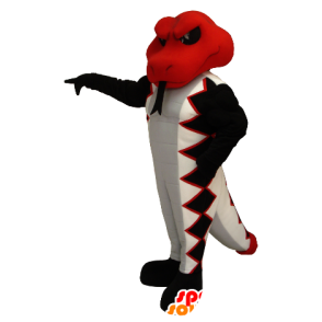 Mascotte serpente rosso, bianco e nero - MASFR20338 - Serpente mascotte