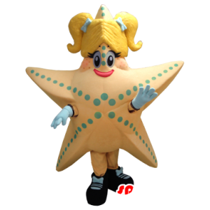 Mascot estrela do mar gigante, salmão e amarelo - MASFR20340 - Sea Star Mascotes