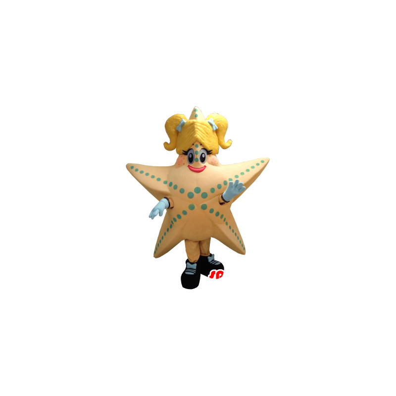 Mascot estrela do mar gigante, salmão e amarelo - MASFR20340 - Sea Star Mascotes