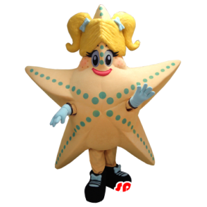 Mascot jättiläinen meritähtiä lohta ja keltainen - MASFR20340 - Sea Star Maskotteja