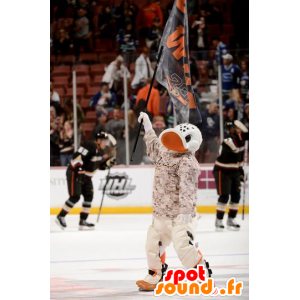 Vit och orange anka maskot - Spotsound maskot
