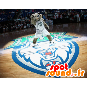 Mascot tigre gris con ojos azules - MASFR20344 - Mascotas de tigre