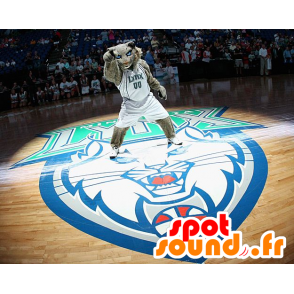 Mascot tigre gris con ojos azules - MASFR20344 - Mascotas de tigre