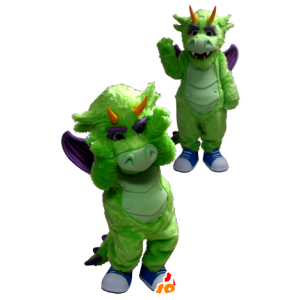 Grøn og lilla drage maskot - Spotsound maskot kostume