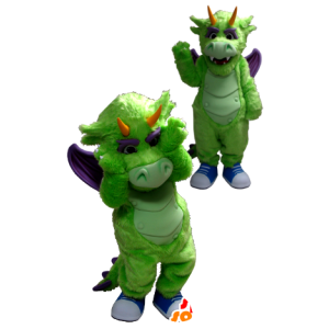 Grün und lila Drachen-Maskottchen - MASFR20346 - Dragon-Maskottchen